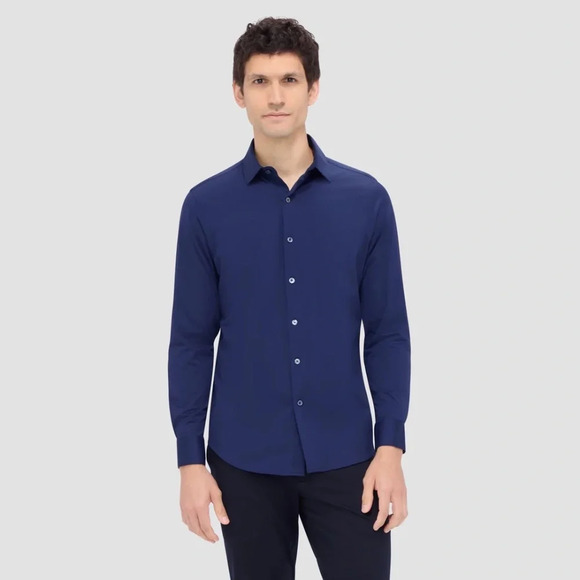 BUGATCHI Men’s Navy Oooh Cotton stretch long sleeve dress shirt size 2XL. - Picture 1 of 15